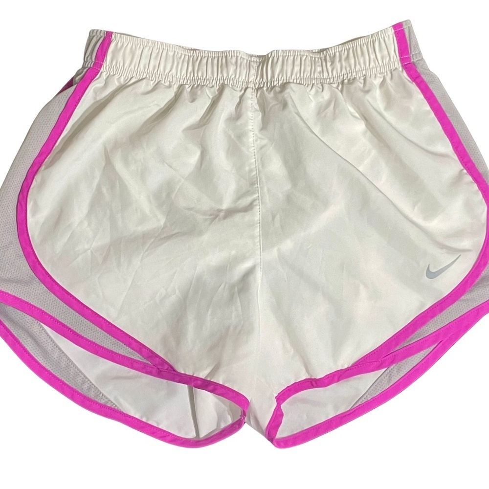 Nike White and Pink Athletic Shorts with Retro Design, Worn Once, Size Small